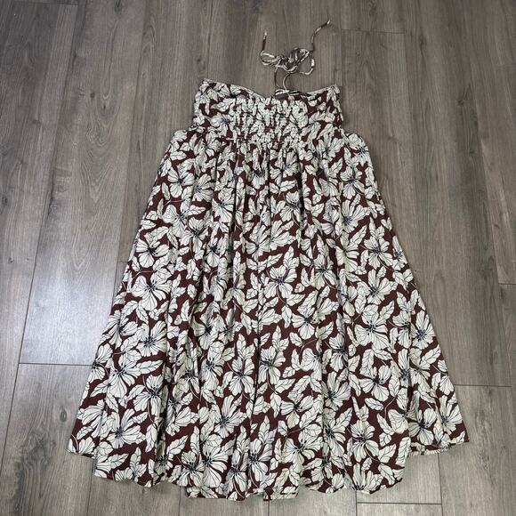 J Crew Cutout Halter Floral Cotton Voile Midi Beach Dress US Women's L New - Picture 4 of 9